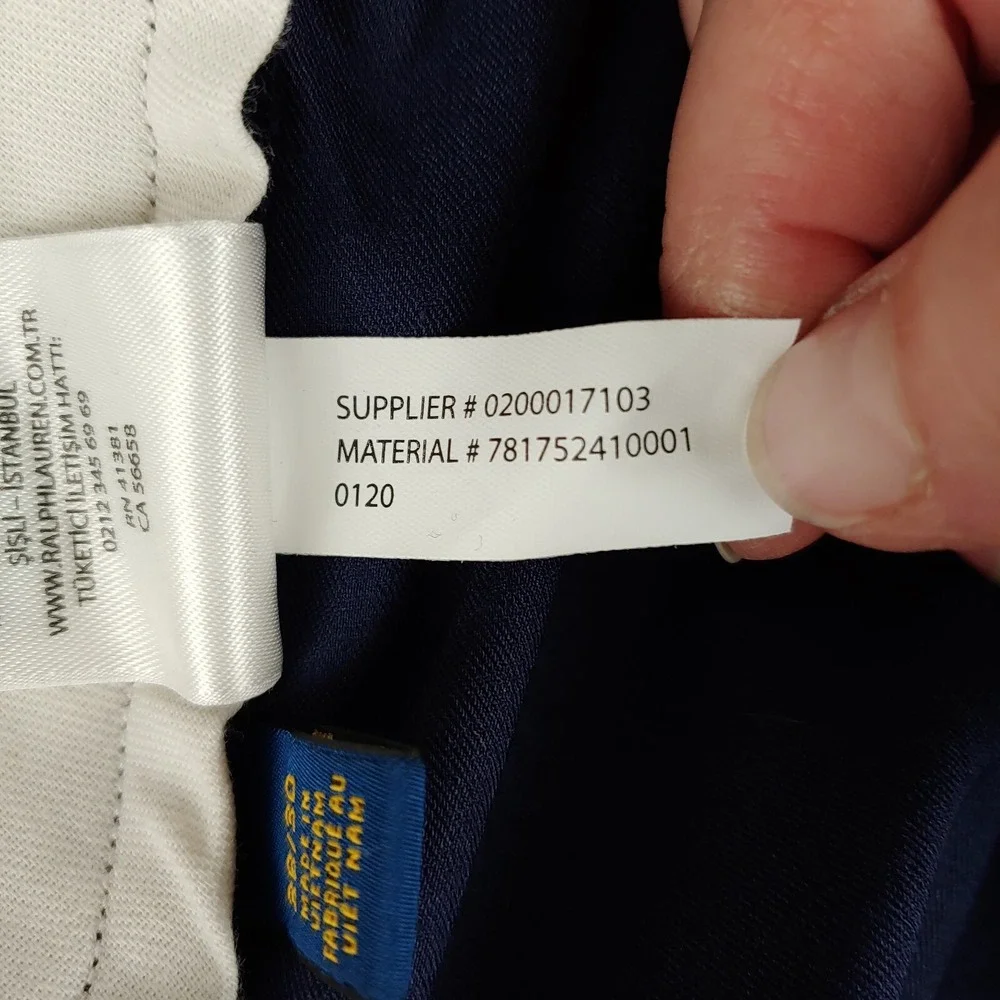 Polo Golf Ralph Lauren Pants Mens 38x30 Blue Tailored Fit Flat Front Preppy